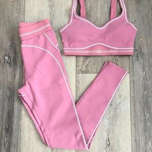ALO Yoga Pink Sports Bra and Leggings Set